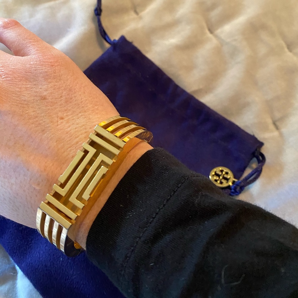 Tory Burch gold hinged FitBit bracelet